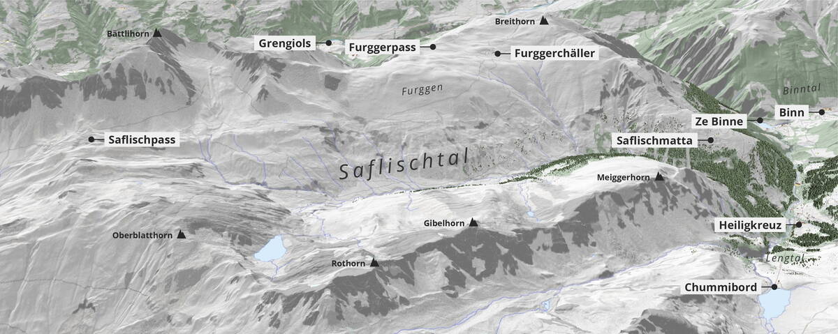 Das abgelegene Saflischtal (Quelle: Swisstopo, FMV)